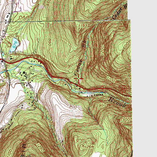 Topographic Map of Cedar Brook, MA