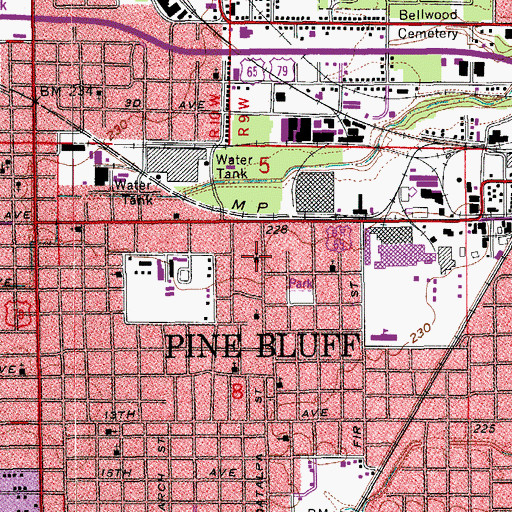 Topographic Map of First Trinity Church of God in Christ, AR
