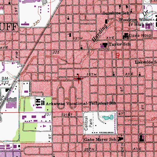Topographic Map of Immanuel Baptist Church, AR