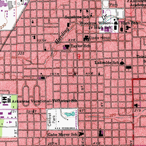 Topographic Map of Unity Missionary Baptist Church, AR
