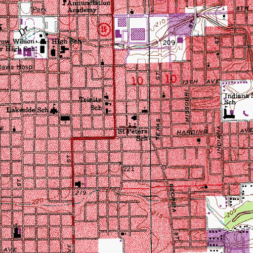 Topographic Map of Saint Peters Catholic Church, AR