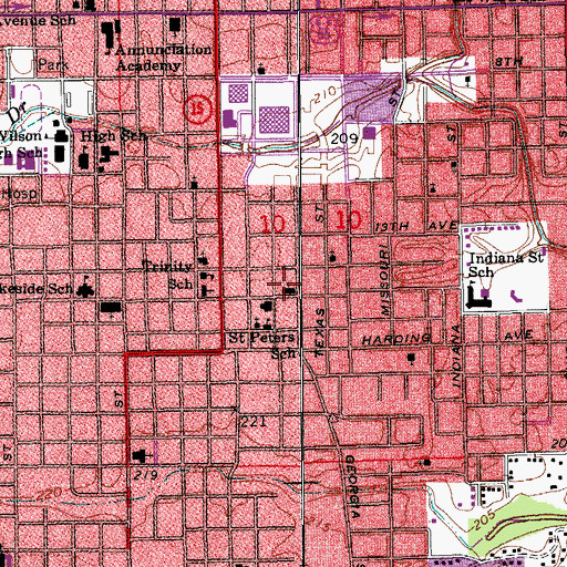 Topographic Map of Saint Paul Baptist Church, AR