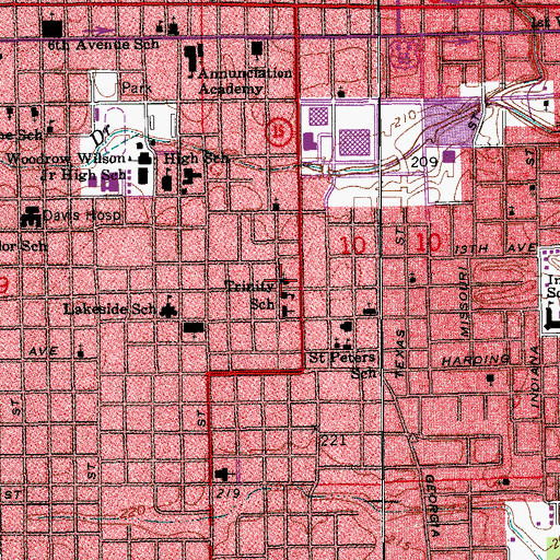 Topographic Map of First Assembly of God Church, AR