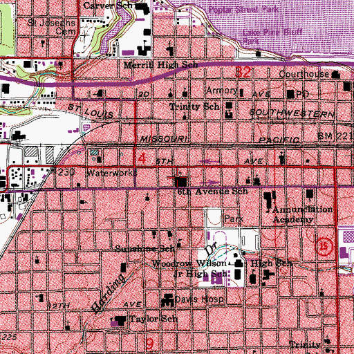 Topographic Map of First Baptist Church, AR