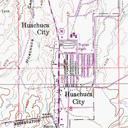 Topographic Map of Huachuca City, AZ