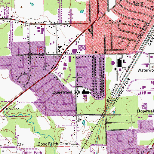 Topographic Map of Edgewood Baptist Church, AR