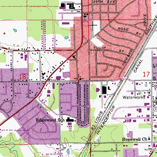 Topographic Map of Bay Street Baptist Church, AR