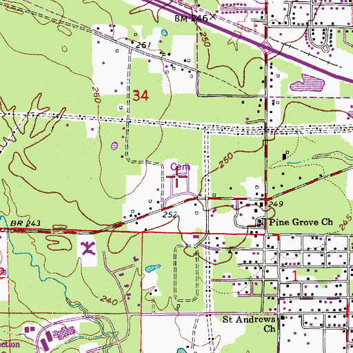 Topographic Map of Forest Lawn Memorial Cemetery, AR