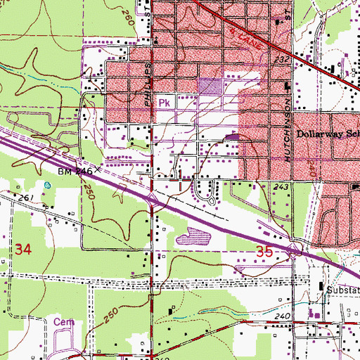 Topographic Map of West Pine Bluff Church of God, AR