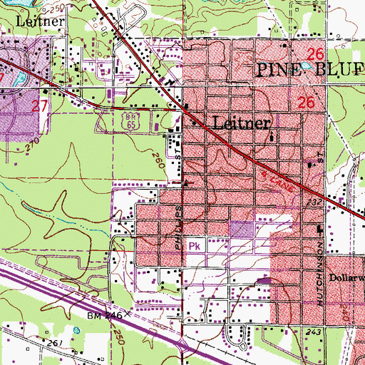 Topographic Map of Pinecrest Baptist Church, AR
