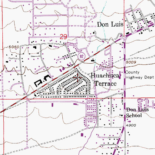 Topographic Map of Huachuca Terrace, AZ