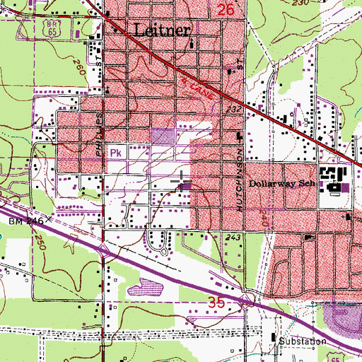Topographic Map of Pinecrest Elementary School, AR