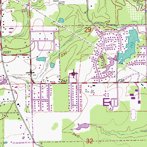 Topographic Map of New Life Baptist Church, AR