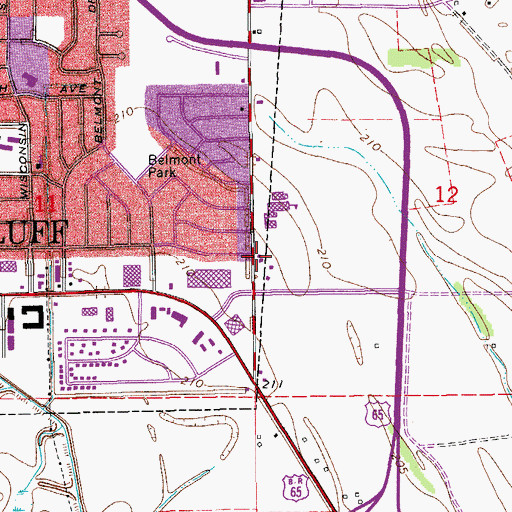 Topographic Map of Belair Presbyterian Church, AR