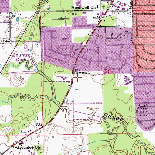 Topographic Map of Camelot Shopping Center, AR