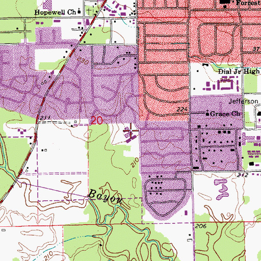 Topographic Map of Southwood Elementary School, AR