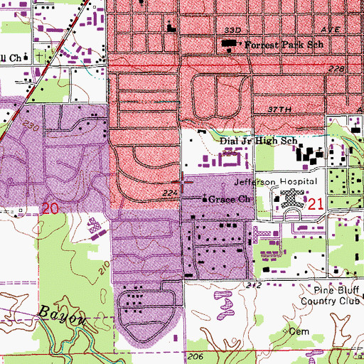Topographic Map of Church of Christ, AR
