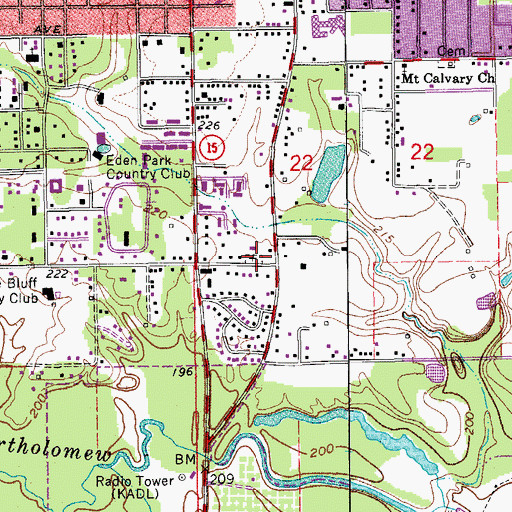 Topographic Map of Bethel Cemetery, AR