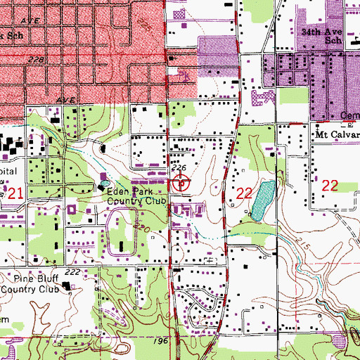 Topographic Map of Pine Bluff Junior High School, AR