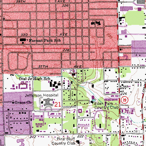 Topographic Map of Forrest Park Baptist Church, AR