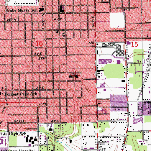 Topographic Map of First Presbyterian Church, AR