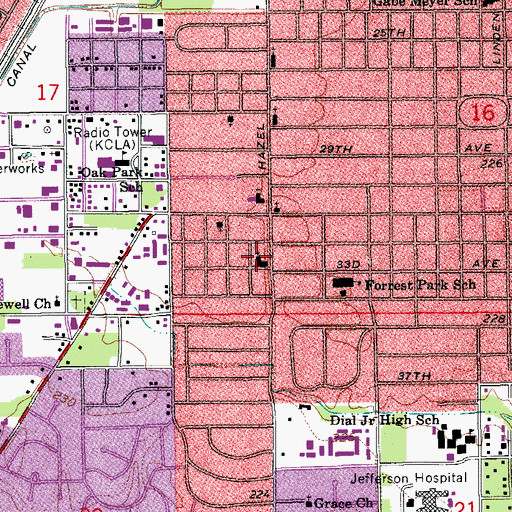 Topographic Map of Forrest Park Assembly of God Church, AR