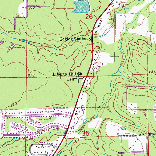 Topographic Map of Liberty Hill Cemetery, AR