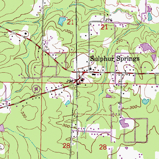 Topographic Map of Sulphur Springs School, AR