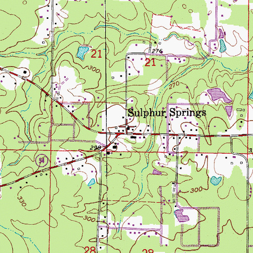 Topographic Map of Sulphur Springs Baptist Church, AR