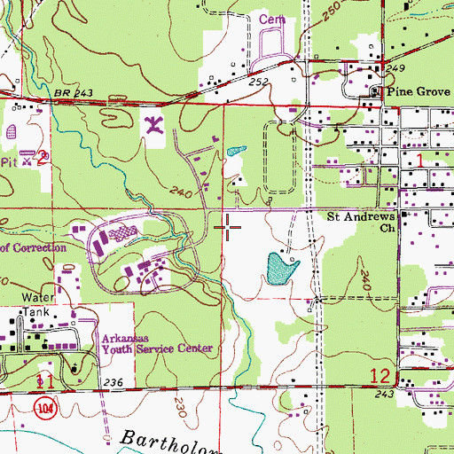 Topographic Map of Arkansas Department of Corrections Randall L Walker Correctional Facility, AR