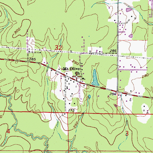 Topographic Map of Mount Olive Cemetery, AR