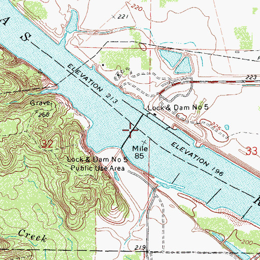 Topographic Map of Lock and Dam Number 5, AR