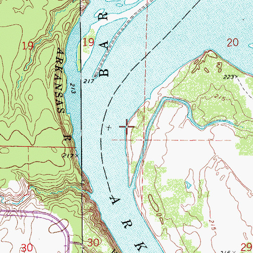 Topographic Map of Mocks Point, AR