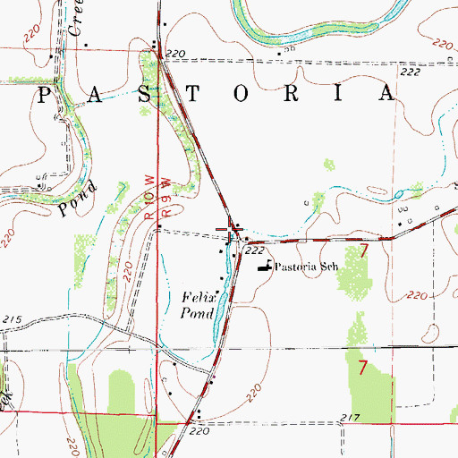 Topographic Map of Pastoria School (historical), AR