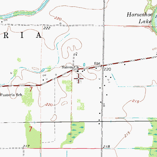 Topographic Map of Salem Cemetery, AR