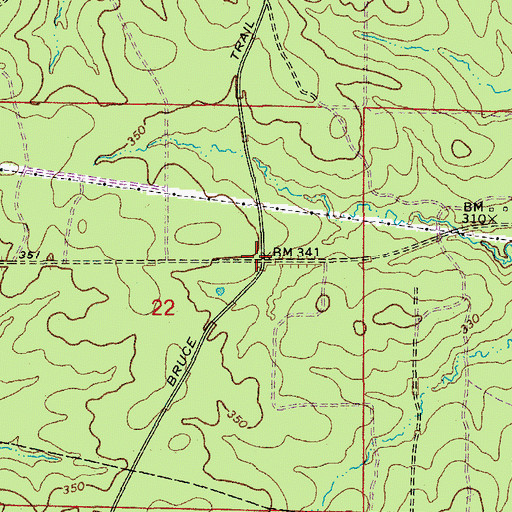 Topographic Map of Bruce (historical), AR