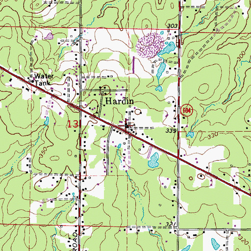 Topographic Map of Hardin Baptist Church, AR