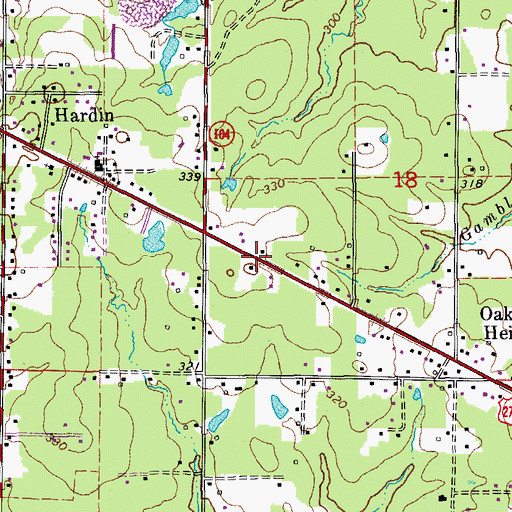 Topographic Map of Donaldsonville, AR