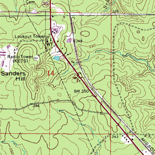 Topographic Map of Jefferson School (historical), AR