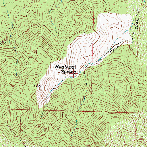 Topographic Map of Hualapai Spring, AZ