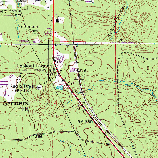 Topographic Map of Tracy Spur (historical), AR