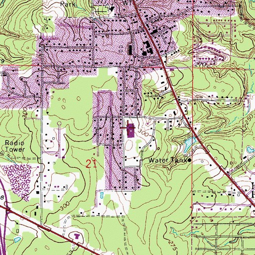 Topographic Map of Taylor Elementary School, AR