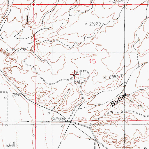 Topographic Map of Hubbard Cemetery, AZ