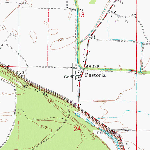 Topographic Map of Cheek Cemetery, AR