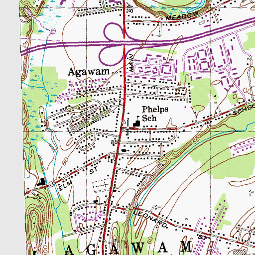 Topographic Map of Agawam, MA