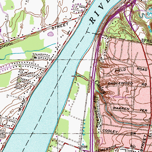 Topographic Map of Cooley Brook, MA