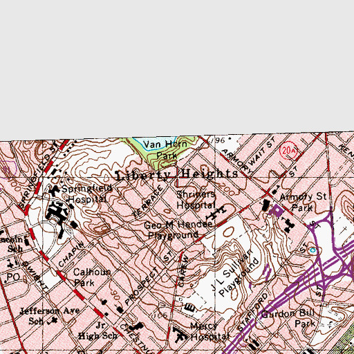 Topographic Map of Liberty Heights, MA