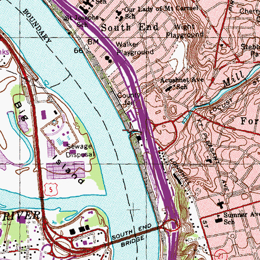 Topographic Map of Mill River, MA