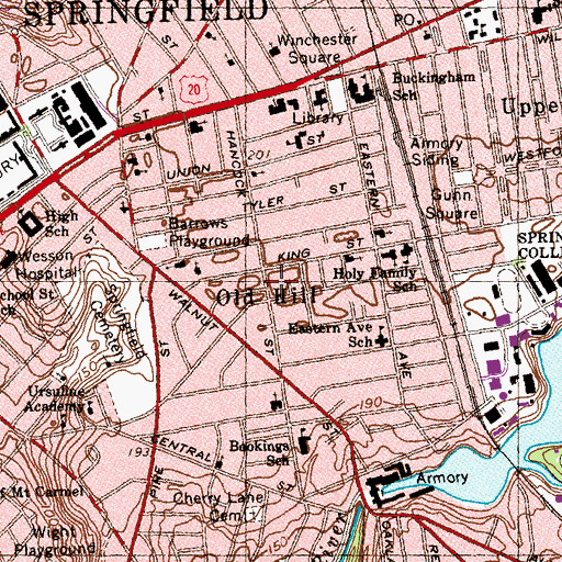Topographic Map of Old Hill, MA