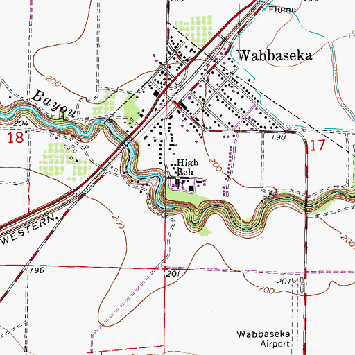 Topographic Map of Wabbaseka High School, AR